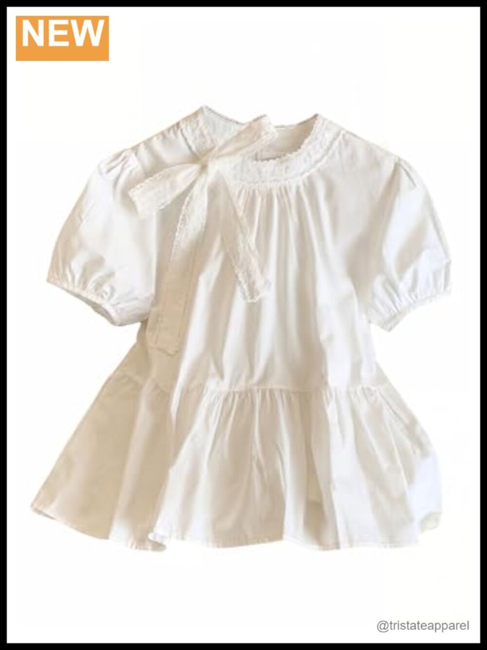 Women's Babydoll Blouse Lace Trim Tie Front Ruffled Hem